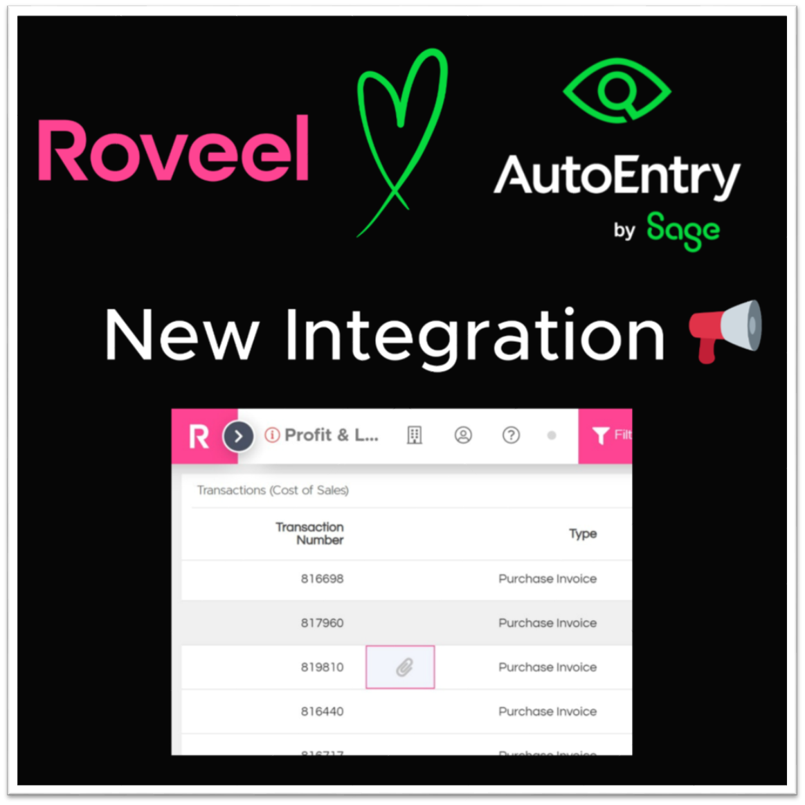 AutoEntry and Roveel Integration