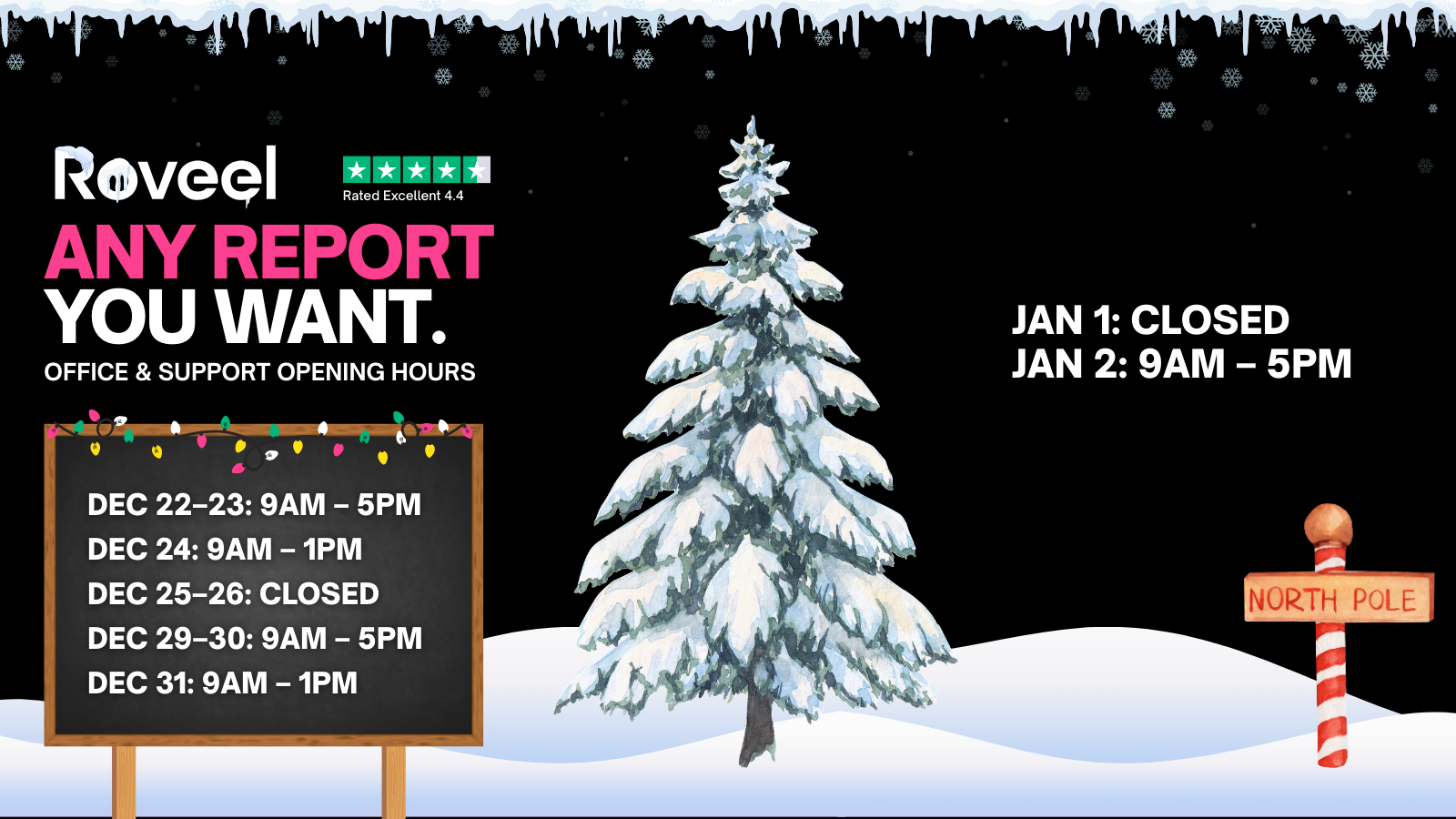 December Newsletter Opening Hours