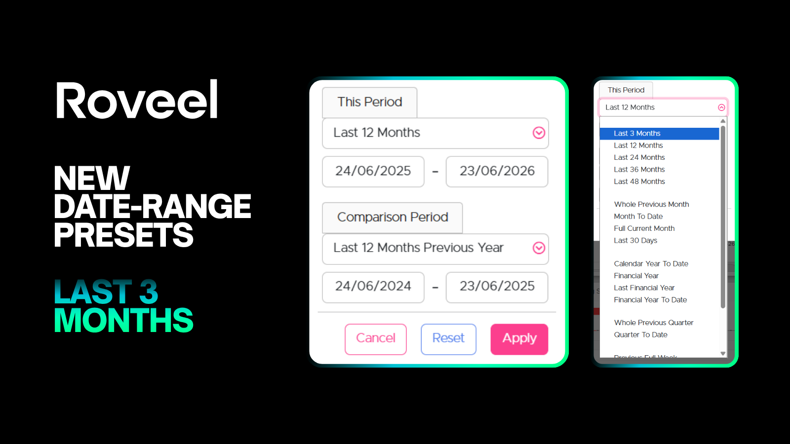 New date range presets